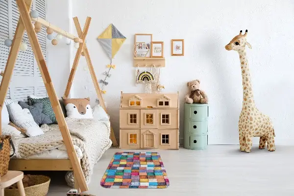 Tappeto Cubi di legno colorati