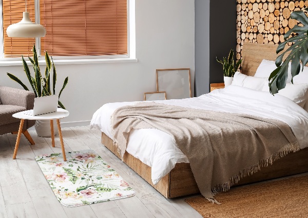 Tappeto moderno Motivo floreale con foglie e fiori