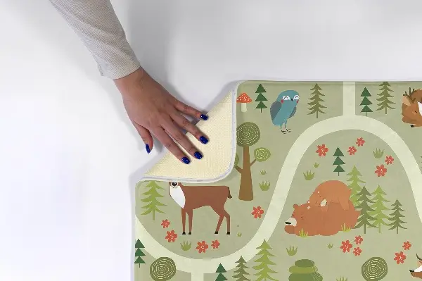 Tappeto moderno Foresta con animali selvatici e alberi