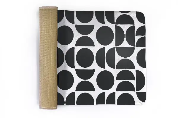 Tappeto moderno Semicerchi e cerchi geometrici in bianco e nero
