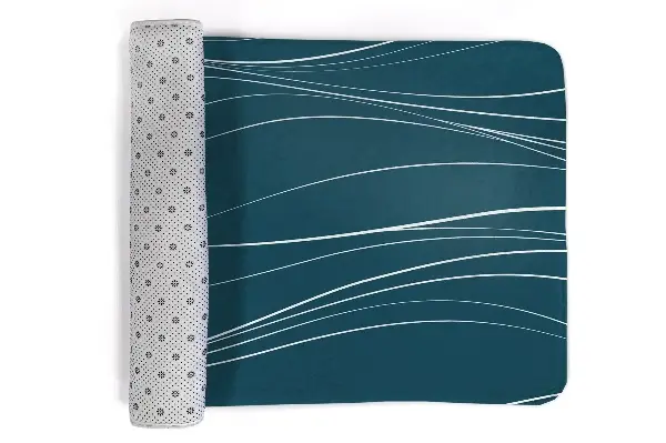 Tappeto moderno Linee ondulate su sfondo blu