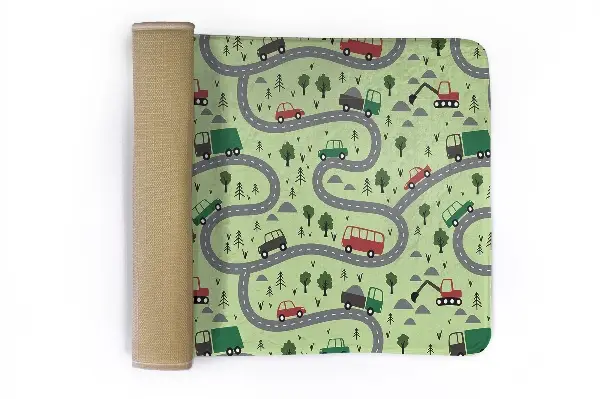 Tappeto moderno Strada con auto e alberi