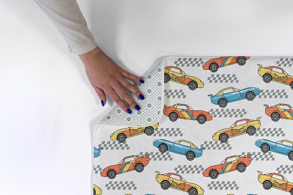 Tappeto moderno Auto da corsa e scacchiera