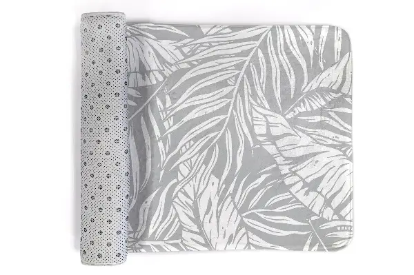 Tappeto moderno Foglie tropicali in tonalità di grigio