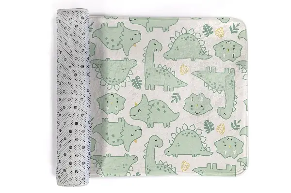 Tappeto moderno Dinosauri e foglie