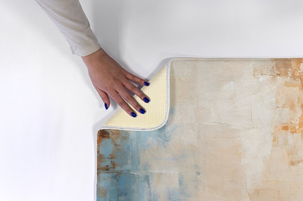 Tappeto moderno Motivo astratto nei toni del blu e dell'arancio