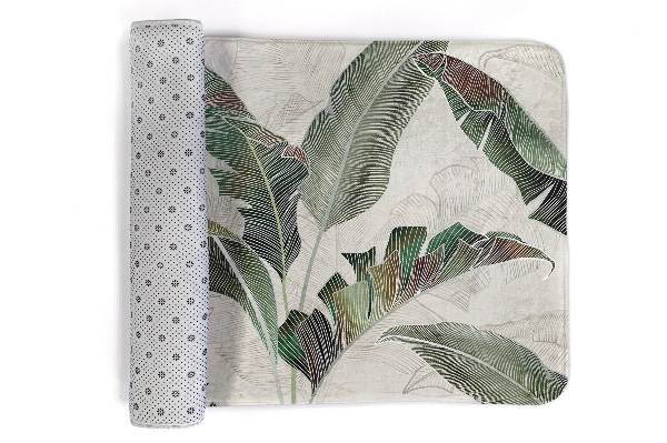 Tappeto moderno Foglie tropicali nei toni del verde