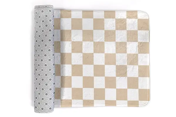 Tappeto moderno Scacchiera beige e bianca