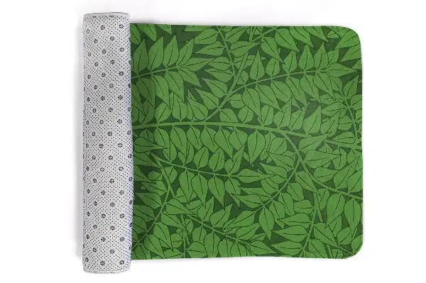 Tappeto moderno Foglie su sfondo verde