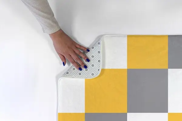 Tappeto moderno Quadro giallo-grigio e bianco