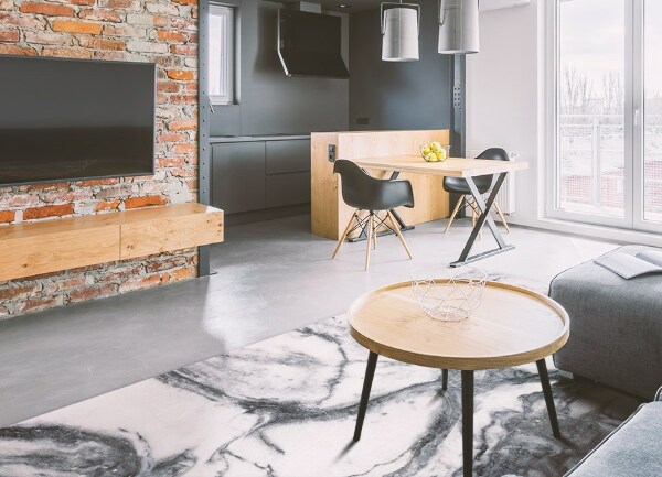 Passatoia in vinile Marmo bianco e nero