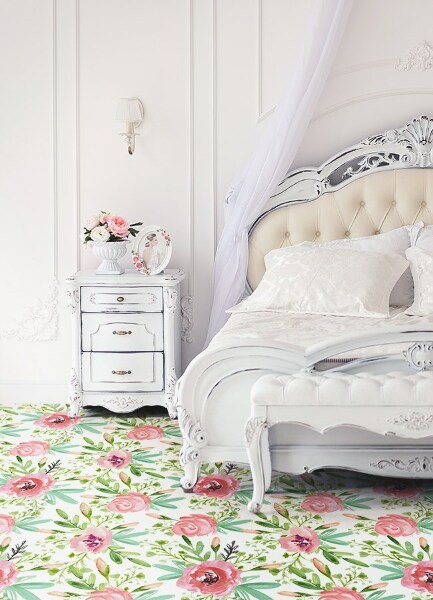 Passatoia in vinile Rose ad acquerello