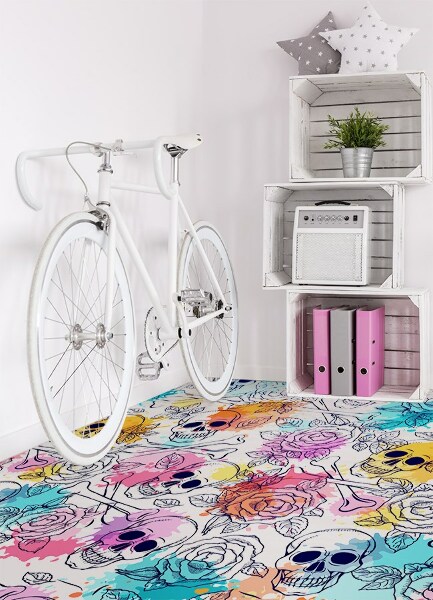 Passatoia vinile Teschi e rose