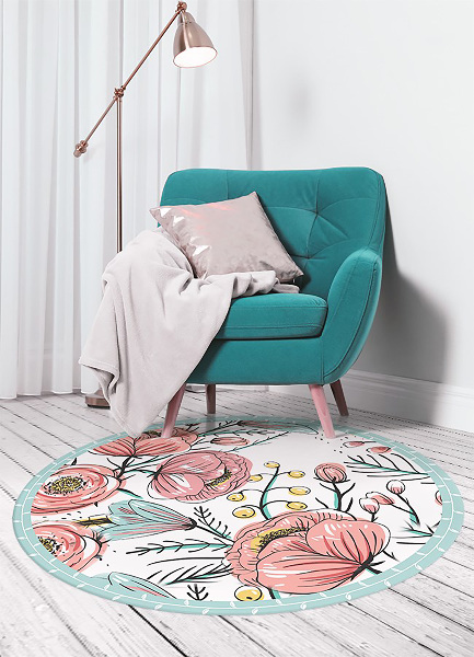 Tappeto rotondo in vinile Fiori Delicati
