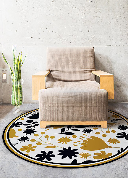 Tappeto rotondo vinile Pattern Floreale