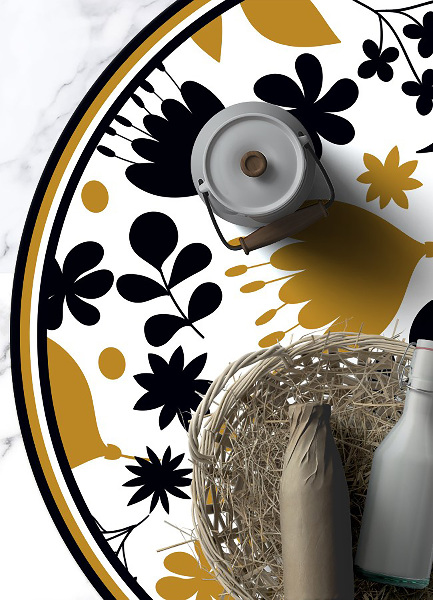 Tappeto rotondo vinile Pattern Floreale