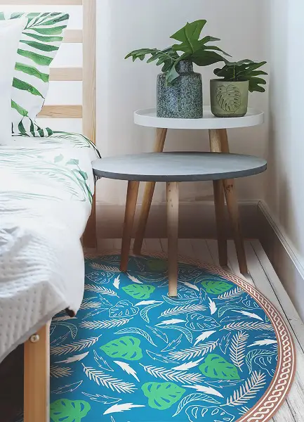 Tappeto rotondo vinile Foglie Hawaiane