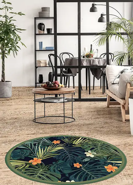 Tappeto rotondo vinile Foglie Tropicali