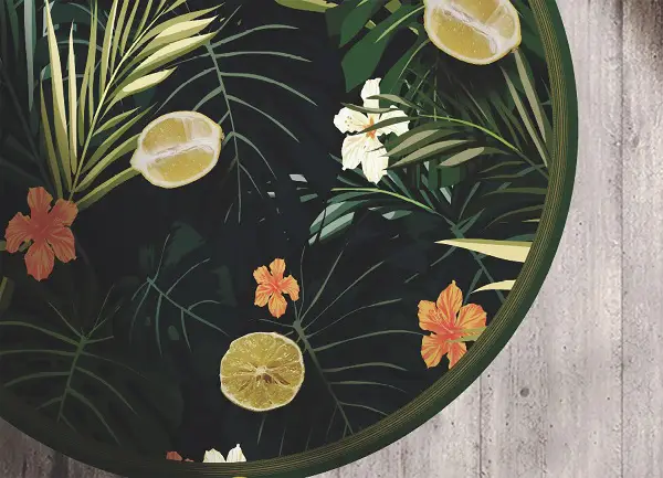 Tappeto rotondo vinile Foglie Tropicali