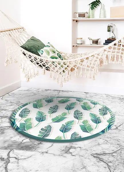 Tappeto rotondo vinile Foglie Tropicali