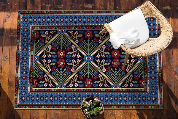 Tappeto esterno Fiori Retrò Geometrici