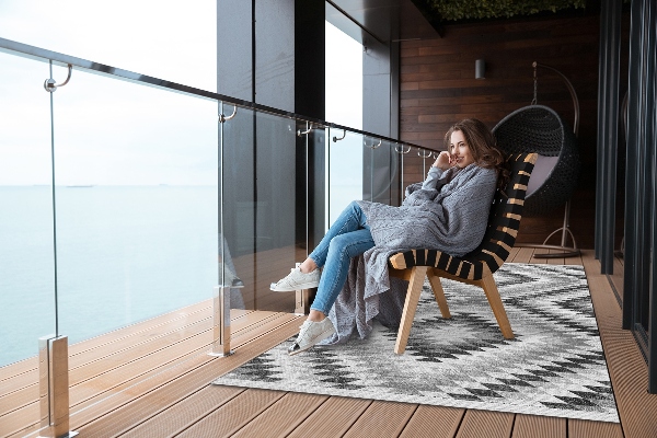Tappeto esterno Pattern Geometrico Grigio