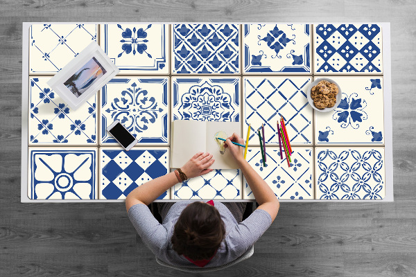 Sottomano da scrivania Piastrelle Blu