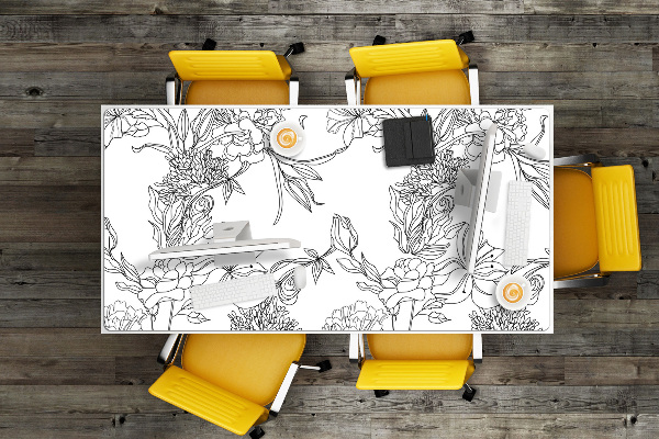 Sottomano da scrivania Fiori In Bianco E Nero