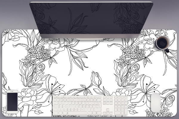 Sottomano da scrivania Fiori In Bianco E Nero