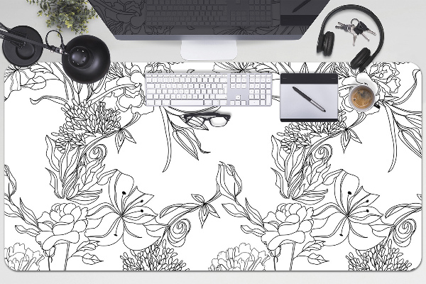 Sottomano da scrivania Fiori In Bianco E Nero