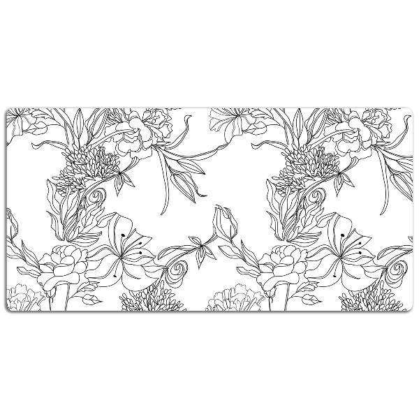Sottomano da scrivania Fiori In Bianco E Nero