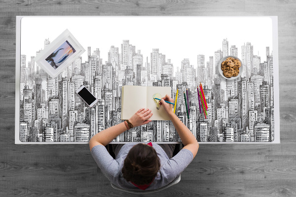 Sottomano da scrivania Città In Bianco E Nero