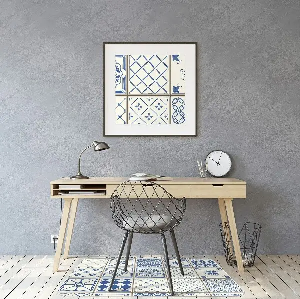 Tappeto per sedia con ruote Piastrelle Blu