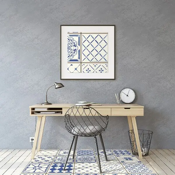 Tappeto per sedia con ruote Piastrelle Blu