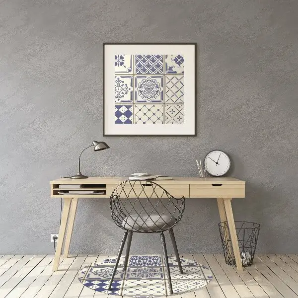 Tappeto per sedia con ruote Piastrelle Blu