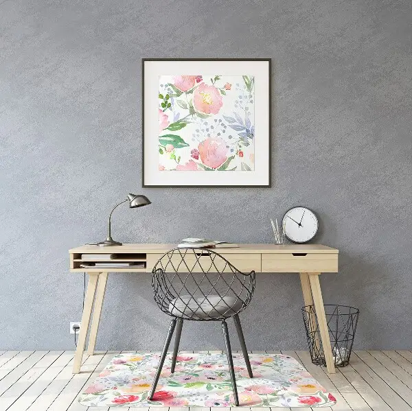 Tappeto per sedia con ruote Pastelli Fiori