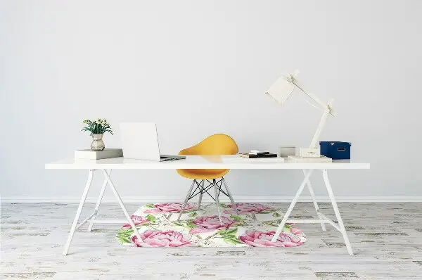 Tappeto per sedia con ruote Peonie Rosa