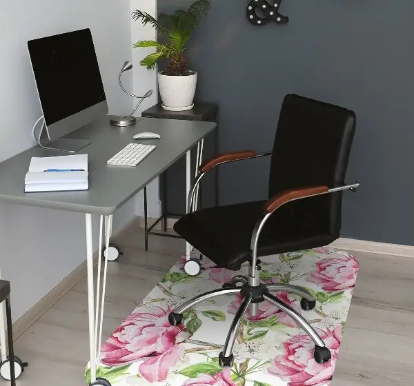 Tappeto per sedia con ruote Peonie Rosa