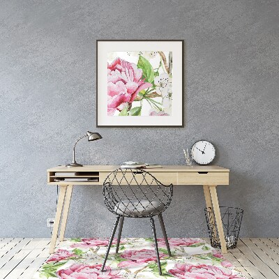 Tappeto per sedia con ruote Peonie Rosa