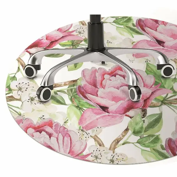 Tappeto per sedia con ruote Peonie Rosa
