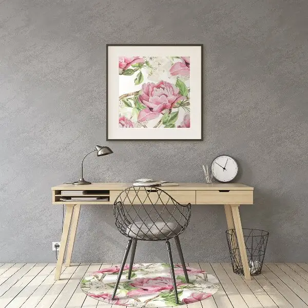 Tappeto per sedia con ruote Peonie Rosa