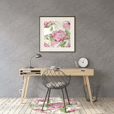 Tappeto per sedia con ruote Peonie Rosa