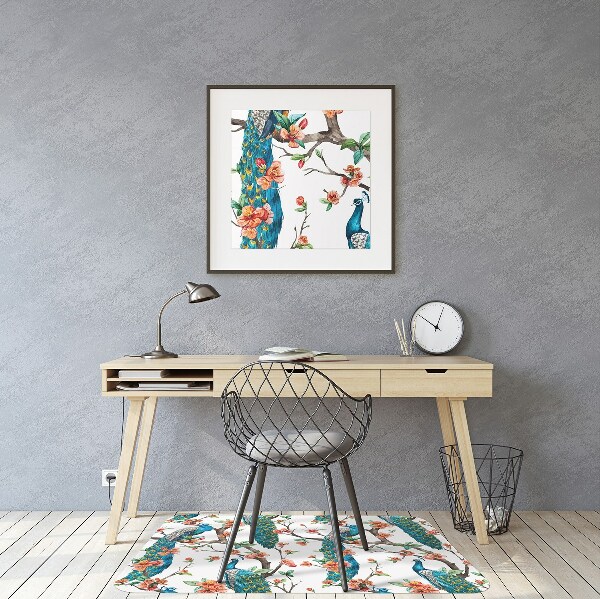 Tappeto per sedia con ruote Pavoni E Fiori