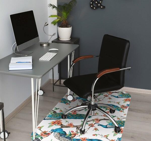 Tappeto per sedia con ruote Pavoni E Fiori