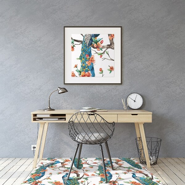 Tappeto per sedia con ruote Pavoni E Fiori