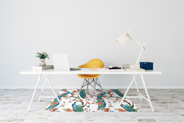 Tappeto per sedia con ruote Pavoni E Fiori
