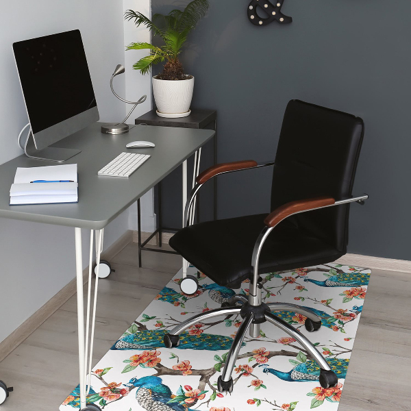 Tappeto per sedia con ruote Pavoni E Fiori