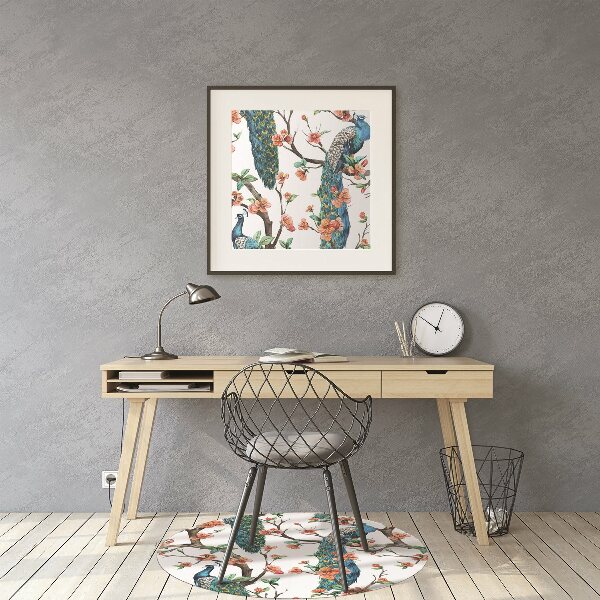 Tappeto per sedia con ruote Pavoni E Fiori