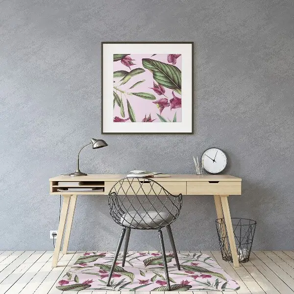 Tappeto per sedia con ruote Fiori Rosa
