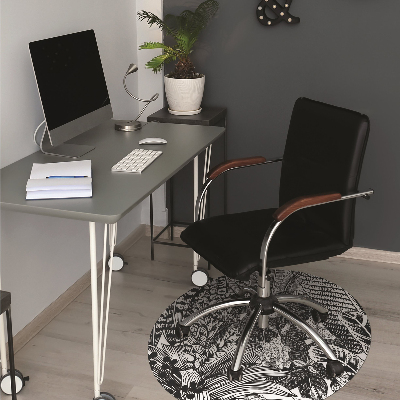 Tappeto sedia ufficio Foglie In Bianco E Nero